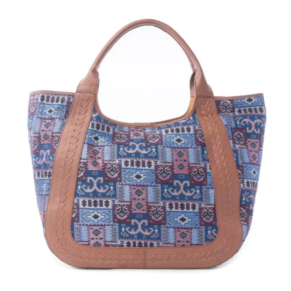 NWT Boutique Western Wagon Trail Jacquard Tote Bag in Dusty Lilac